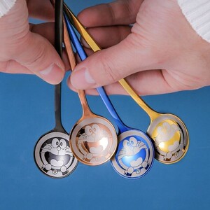 韩式勺子可爱卡通猫哆啦a梦咖啡勺304不锈钢长柄勺搅拌勺情侣送礼