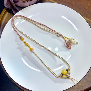 原创蜜蜡玉坠翡翠挂绳吊坠绳女款高档项链平安扣挂绳手工编织