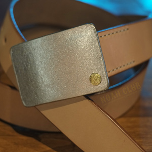 tenjin works 日本天神超厚枥木牛皮做旧银钢扣黄铜logo皮带腰带