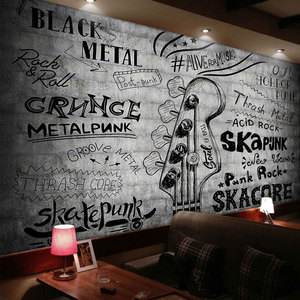 涂鸦嘻哈风格墙纸摇滚乐队背景墙3d个性壁画音乐酒吧餐厅ktv壁纸