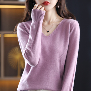 桃心领毛衣女v领百搭