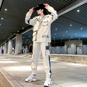 00evak旗舰店天猫运动休闲套装女春秋冬季2022新款时尚港风工装卫衣