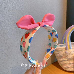 韩版新款儿童蝴蝶结发箍水果草莓宽边头箍发卡女童兔耳朵压发头扣