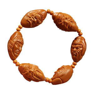 苏核 南工名家夏雨款纯手工雕刻五虎上将橄榄核手串核雕文玩6手把