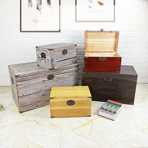 复古木箱带锁实木箱子装饰储物箱定制木盒子装饰长方形带盖收纳箱