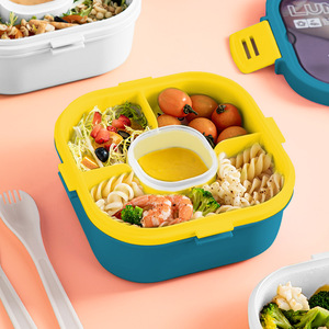 双层沙拉饭盒分格上班族玻璃饭盒可微波炉加热上班族便当盒野餐盒