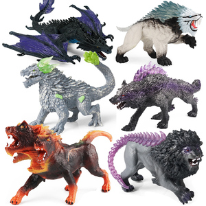 儿童仿真西方神话动物模型三头犬暗影狮子狼火斗牛魔兽玩具摆件