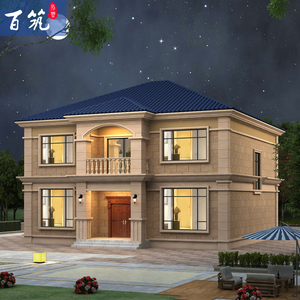 带阳台新农村自建房豪华欧式二层楼房设计图乡下两层别墅图纸73半