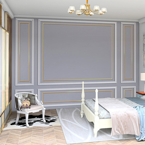 欧式石膏线背景墙纸网红直播工作室客厅卧室墙布3d壁画护墙板壁纸