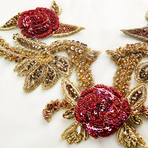 高级定制印度丝花卉植物钉珠饰品服装饰刺绣婚纱礼服设计师面辅料