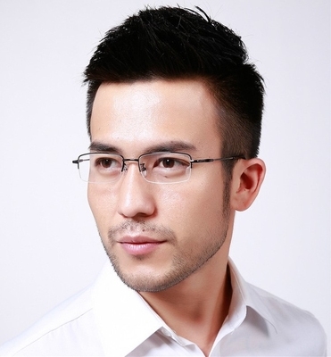 配眼镜男成品女半框大脸记忆腿中年商务金色镜框老年小脸近视眼1