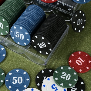 雀之风 盒装塑料筹码币麻将筹码卡棋牌游戏币德州扑克奖励币100片