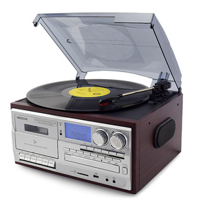 黑胶唱片机复古CD机现代留声机蓝牙USB内置迷你音箱多功能电唱机