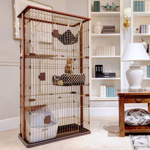 高档正品挪威森林猫笼实木猫笼猫别墅双层三层猫咪笼子大u号猫舍