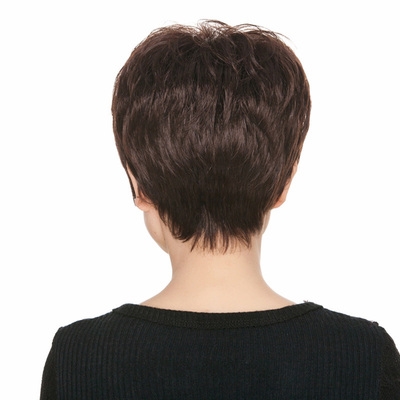 新真发假发女短发短卷发逼真圆脸发型假头发套中老年妈妈假头发全