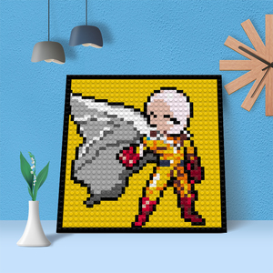 一拳超人埼玉杰诺斯小颗粒积木像素装饰画兼容乐高男生日礼品礼物