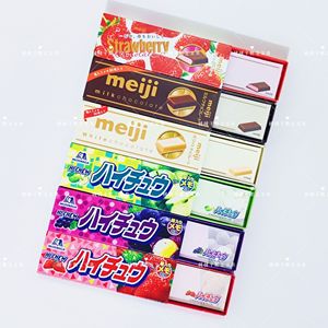 日本FUNBOX明治meji牛奶巧克力草莓葡萄零食限定迷你便签本