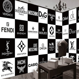 潮流服装店墙纸日本香港潮牌男装女装logo背景墙奢侈品店铺贴壁纸