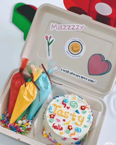 儿童节DIY韩国手绘复古奶油盒子小蛋糕格子便当野餐打包盒包装盒