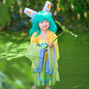 蔡文姬cos儿童原皮天籁弦音连衣裙王者cos服婴儿女假发头饰