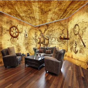 加勒比海盗船背景壁画ktv包房大型壁画酒吧个性餐厅壁纸艺术墙纸