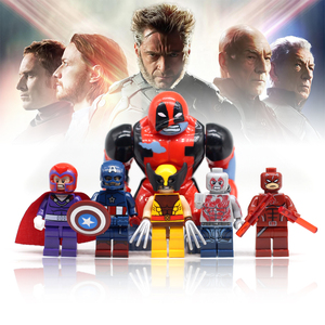 万磁王x战警积木金刚狼毁灭者死侍美国队长 dd夜魔侠兼容乐高超英