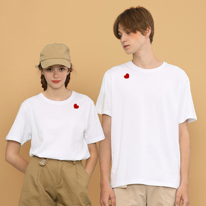 拍结婚登记证件照情侣装短袖夏装创意白色爱心t恤民政局领证衣服