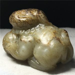 宋代老提油玉瑞兽古玉老玉和田玉包老包真高古玉老玉黑漆古老貔貅