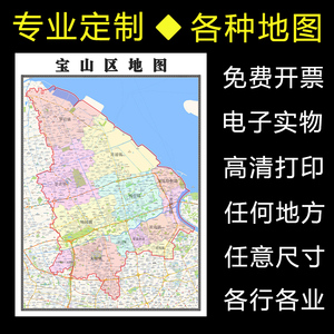 宝山区地图1.1米可定制上海市行政信息交通路线分布高清贴图新款