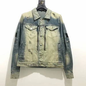 毒物贩 amiri 2021 mx2蓝色大破坏拼接牛仔外套夹克男