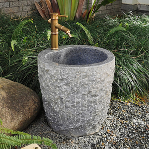 户外石头拖把池庭院石材墩布池阳台原石洗拖把地盆一体式室外水池