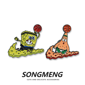 songmeng 自制海绵宝宝派大星扣篮徽章ins日系韩可爱情侣配饰胸针