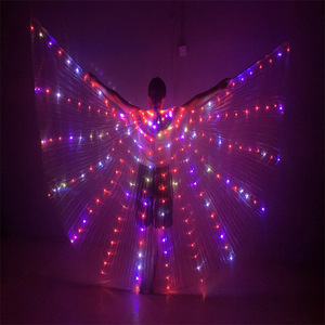 跨境新款LED发光翅膀舞翅荧光跳舞蹈道具肚皮舞炫彩变色翅膀披风