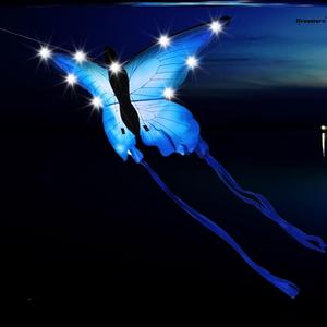 。风筝夜光风筝晚上夜晚蓝蝴蝶卡通飞得高夜灯易飞发光带灯创意儿