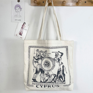 希腊复古艺术图腾帆布包女学生党单肩包大容量购物袋chic潮托特包