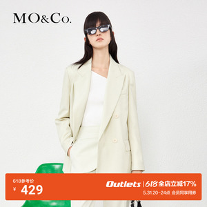 【MOCO奥莱】春季双排扣戗驳领廓形西装权力外套女摩安珂
