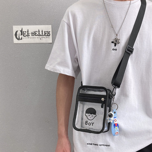 斜挎包男潮牌日系ins潮小包男挎包休闲果冻包时尚pvc透明包单肩包