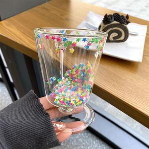 心心啵啵杯爱心流沙玻璃杯仙女高脚杯高颜值高脚杯摆拍网红杯子