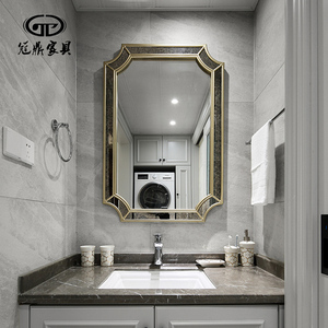 欧式浴室镜定制卫生间镜子挂墙式化妆镜洗手台长方形壁挂镜台盆镜