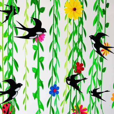 柳条装饰幼儿园春天吊饰布置柳叶燕子套餐挂j饰教室创意环创送粘