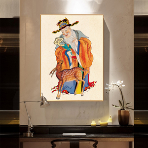 八方财神装饰画中式玄关中堂供奉画壁画五路文武财神寺庙挂画带框