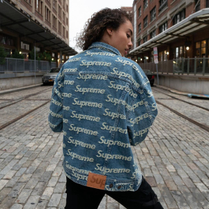 supreme 21 frayed denim trucker 满印弹幕logo破洞牛仔夹克外套