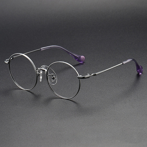 超轻儿童眼镜 复古钛架圆框文艺款男女孩 配渐进多焦点近视眼镜框