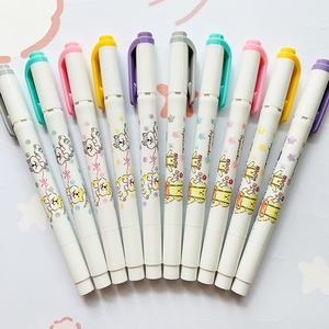 日本zebra斑马wkt7柴犬咕噜猫限定手帐学生淡色双头荧光笔记号笔