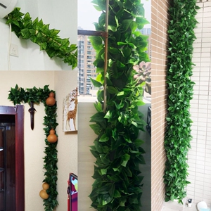 仿真葡萄叶绿藤条藤蔓绿叶植物管道缠绕室内屋顶格栅吊顶花藤装饰