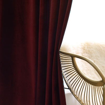 窗帘红色绒布成品