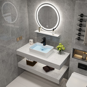 实木浴室柜组合落地双盆洗手台卫生间大理石洗脸池洗漱台62人付款