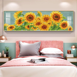 卧室床头清新花卉钻石画2021新款满钻女孩房间砖石画十字绣向日葵