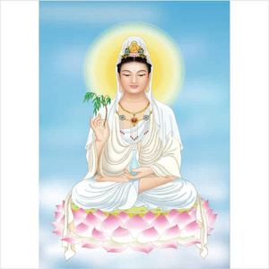 日本购观音菩萨南无观世音坐莲花高清庄严佛像画佛坐莲观世q音菩