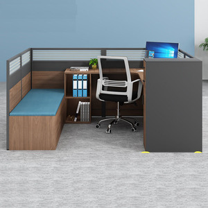 办公桌带休息床折叠午休床员工桌椅组合办公室家具屏风职员桌卡座